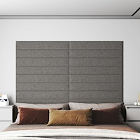 vidaXL Väggpaneler 12 st ljusgrå 90x15 cm tyg 1,62 m²