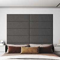 vidaXL Väggpaneler 12 st mörkgrå 90x30 cm tyg 3,24 m²