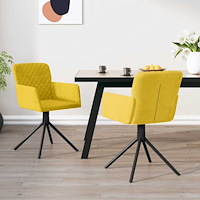 vidaXL Snurrbara matstolar 2 st gul sammet