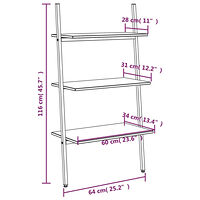 vidaXL Hylla 3 hyllplan svart 64x34x116 cm