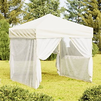 vidaXL Hopfällbart partytält med sidoväggar gräddvit 2x2 m