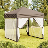 vidaXL Hopfällbart partytält med sidoväggar taupe 2x2 m