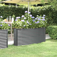 vidaXL Odlingslåda galvaniserat stål 152x40x68 cm antracit