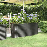 vidaXL Odlingslåda pulverlackerat stål 152x40x68 cm antracit