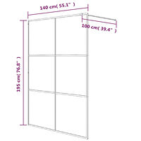 vidaXL Duschvägg svart 140x195 cm halvfrostat ESG-glas