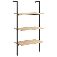 vidaXL Hylla 3 hyllplan ljusbrun och svart 64x35x120,5 cm