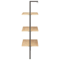 vidaXL Hylla 3 hyllplan ljusbrun och svart 64x35x120,5 cm