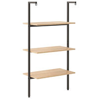 vidaXL Hylla 3 hyllplan ljusbrun och svart 64x35x120,5 cm