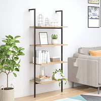 vidaXL Hylla 4 hyllplan ljusbrun och svart 64x35x152,5 cm