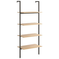 vidaXL Hylla 4 hyllplan ljusbrun och svart 64x35x152,5 cm