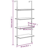 vidaXL Hylla 4 hyllplan ljusbrun och svart 64x35x152,5 cm