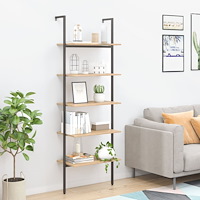 vidaXL Hylla 5 hyllplan ljusbrun och svart 64x35x185 cm