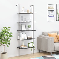 vidaXL Hylla 5 hyllplan svart 64x35x185 cm