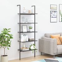 vidaXL Hylla 5 hyllplan svart 64x35x185 cm