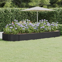 vidaXL Odlingslåda galvaniserat stål 373x140x36 cm antracit