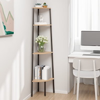 vidaXL Hörnhylla med 4 våningar ljusbrun och svart 45,5x31,5x150 cm