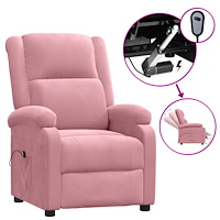 vidaXL Elektrisk reclinerfåtölj rosa sammet
