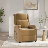 vidaXL Elektrisk reclinerfåtölj brun sammet