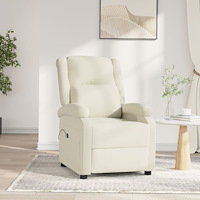 vidaXL Elektrisk reclinerfåtölj gräddvit sammet