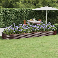 vidaXL Odlingslåda galvaniserat stål 450x140x36 cm brun