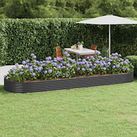 vidaXL Odlingslåda galvaniserat stål 450x140x36 cm antracit