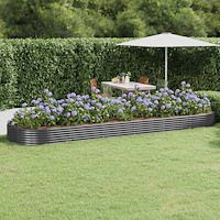 vidaXL Odlingslåda galvaniserat stål 523x140x36 cm antracit