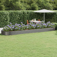 vidaXL Odlingslåda galvaniserat stål 600x140x36 cm grå