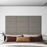vidaXL Väggpaneler 12 st ljusgrå 60x30 cm tyg 2,16 m²