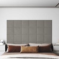 vidaXL Väggpaneler 12 st ljusgrå 30x30 cm sammet 1,08 m²