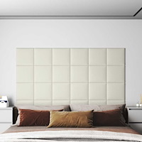 vidaXL Väggpaneler 12 st Gräddvit 30x30 cm sammet 1,08 m²