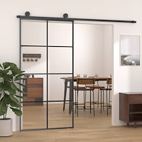 vidaXL Skjutdörr svart 102,5x205 cm ESG-glas och aluminium