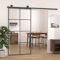 vidaXL Skjutdörr svart 102,5x205 cm ESG-glas och aluminium