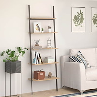 vidaXL Hylla 5 hyllplan ljusbrun och svart 64x34x185,5 cm
