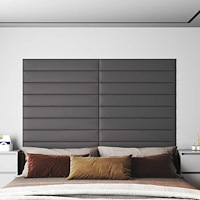 vidaXL Väggpaneler 12 st grå 90x15 cm konstläder 1,62 m²