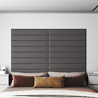 vidaXL Väggpaneler 12 st grå 90x15 cm konstläder 1,62 m²