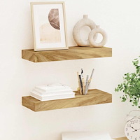 vidaXL Vägghyllor 2 st 40x15x4 cm massivt teakträ