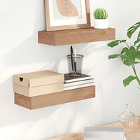 vidaXL Vägghyllor 2 st 40x15x4 cm massivt teakträ