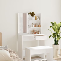 vidaXL Sminkbord med spegel vit 74,5x40x141 cm