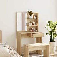 vidaXL Sminkbord med spegel sonoma-ek 74,5x40x141 cm