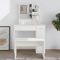 vidaXL Sminkbord med spegel vit 86,5x35x136 cm