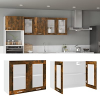 vidaXL Väggskåp glas “Lyon” rökfärgad ek 80x31x60 cm konstruerat trä