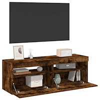 vidaXL Tv-bänkar 2 st med LED-belysning rökfärgad ek 60x35x40 cm
