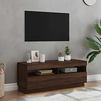vidaXL Tv-bänk med LED-belysning brun ek 100x35x40 cm