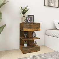 vidaXL Sängbord rökfärgad ek 40x35x65 cm konstruerat trä