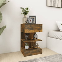 vidaXL Sängbord 2 st rökfärgad ek 40x35x65 cm konstruerat trä