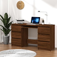 vidaXL Skrivbord brun ek 140x50x77 cm konstruerat trä