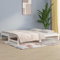 vidaXL Utdragbar dagbädd vit 2x(80x200) cm massiv furu