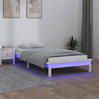 vidaXL Sängram LED vit 90x190 cm massivt trä