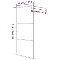 vidaXL Duschvägg svart 90x195 cm klart ESG-glas