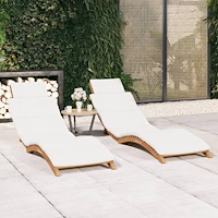 vidaXL Solsängar med dynor 2 st massiv teak